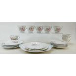 A collection of Shelley China tea ware: Queen Anne shape by Shelley decorated in the Wild flowers