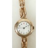 9ct gold watch: Rose gold 9ct gold ladies watch & 9ct bracelet.