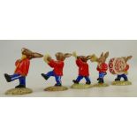 Royal Doulton Bunnykins Figures from the Oompah Band: Figures in a Red Colourway comprising