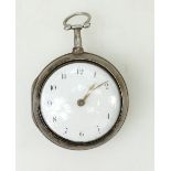 Early 19th century silver Pair case Verge pocket watch: Pocket watch by Thos Leadbearer of Sandbach.