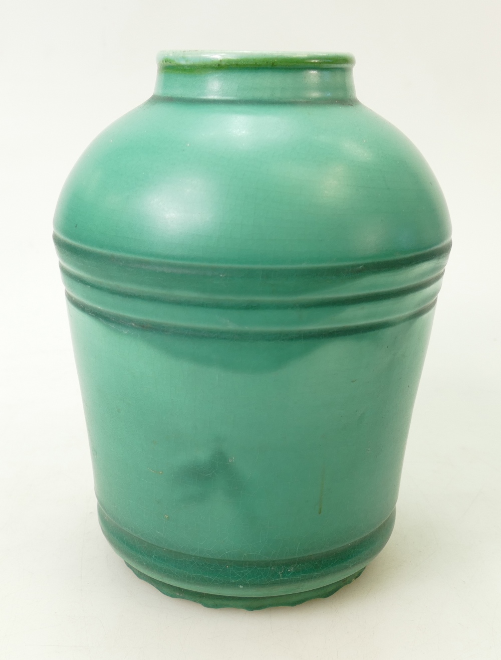 Susie Cooper ribbed vase: Ribbed Susie Cooper vase is marked Susie Cooper ref 277 and is 21. - Image 5 of 5