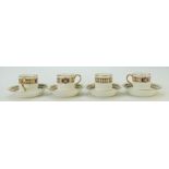 Set of four Cauldon coffee cans and saucers: Cauldon china C1900.