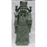 Chinese large green Soapstone figure of a Bearded Wise man: Figure height 95cm (some small chips