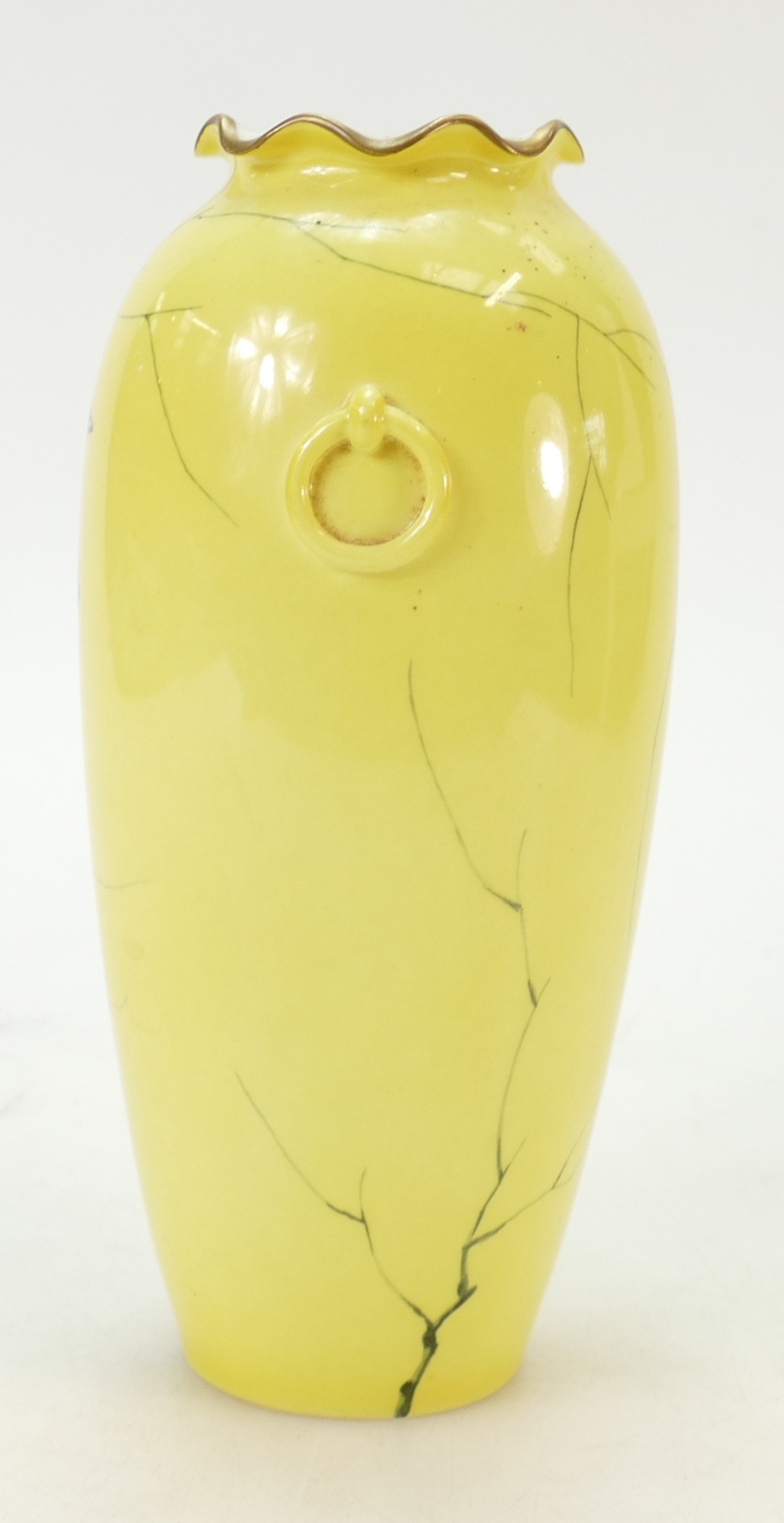 Cauldon hand decorated vase: Cauldon vase of a Magpie in branches signed by E S Nixon 20cm high. - Image 3 of 7