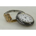 9ct gold Wrist watch & ladies silver watch: Two watches, 9ct gold Bentima ladies wrist watch,