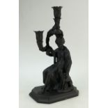 A prestige Wedgwood & Bentley Black Basalt candlestick 'Diana Goddess of the Hunt': Candlestick