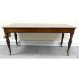 Early Victorian mahogany library table: Table with pie crust edging (some loss) on tapered twist