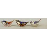 Royal Crown Derby Paperweight Garden Birds: Paperweights all with gold stoppers.