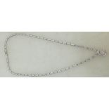 18ct white gold and diamond necklace and pendant: Necklace and pendant total weight 17.1 grams.