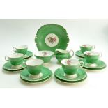 Cauldon bone china part set c1900: Cauldon part set - cake plate, six side plates,