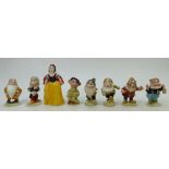 Beswick set of figures Snow white and the Seven Dwarfs: Set comprising Snow White 1332, Doc 1329,