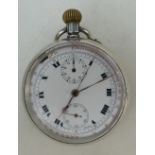 Silver unusual Pocket watch c1950s: Pocket watch with unusual dial marked in red to corner of dial