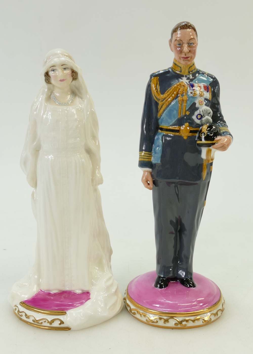 Royal Doulton Figures: Elizabeth Bowes HN4421 and Future King George HN4420 in Presentation Box by - Image 3 of 6