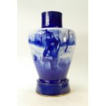 Royal Doulton large flow blue vase: Vases decorated with a woman and child in the countryside,