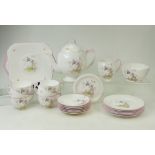 Shelley 2233 patterned tea set: Shelley tea set pattern 2233 including teapot and stand.