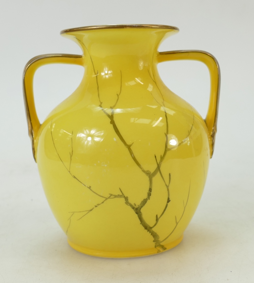Cauldon hand decorated two handled bulbous vase: Bulbous Cauldon vase decorated with a Magpie in - Image 4 of 7