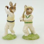 Royal Doulton Bunnykins figures DB160 and DB149: Out for a Duck together with Bowler DB149 by Royal