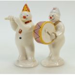 Royal Doulton Snowman figures DS10 and DS9: The Flautist Snowman DS10 together with Bass Drummer