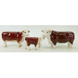 Beswick Hereford Family: Family comprising Bull 1363a, Cow 1360 and Calf 1827c.
