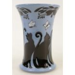 Moorcroft Lucky Black Cat Vase: Vase numbered edition height 16cm.