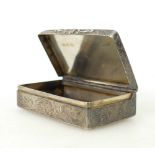 Hilliard & Thomason Sterling Silver Snuff box: 1865 snuff box with inscription central to lid, 66.