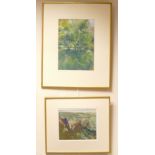 Pastel watercolours by David A Hunt: Two pastel watercolours by David A Hunt,