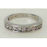 Platinum half eternity ring: Ring set with diamonds, .50ct, size J, 5 grams.