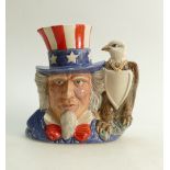 Royal Doulton prototype large character jug Uncle Sam: Prototype Royal Doulton jug designed by