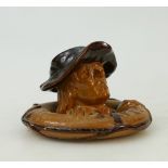 Doulton Lambeth Stoneware Inkwell: Inkwell by Doulton Lambeth in the form of a man with hat in