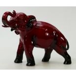 Royal Doulton Flambé model of a Elephant: Elephant with trunk in salute, height 14cm.