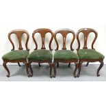 Balloon Back Dining Chairs: A set of 4 early Victorian mahogany balloon backed dining chairs.