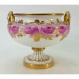 Cauldon hand painted and gilded two handled footed bowl: Cauldon bowl signed by S Pope? 18cm high