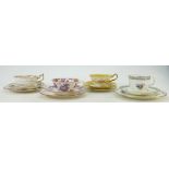 Four Cauldon cup saucer and plate trios: Cauldon china. C1900.