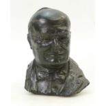 Royal Doulton prototype black basalt bust of Churchill: Churchill prototype bust by Royal Doulton,