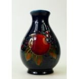 Moorcroft vase Pomegranate and Berries design: Vase height 11cm.