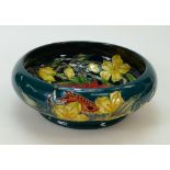 Moorcroft trial fruit bowl: Bowl decorated with flowers and frog design dated 2014, diameter 23cm.