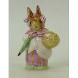 Beswick Beatrix Potter figure Mrs Rabbit BP2: Mrs Rabbit with protruding umbrella.