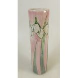 Lise B Moorcroft Vase: Vase dated 2013, cast pink with snowdrop decoration, height 35cm.