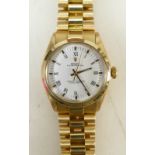 Rolex 18ct gold Oyster Perpetual midsize wristwatch: Oyster Perpetual watch with 18ct bracelet,