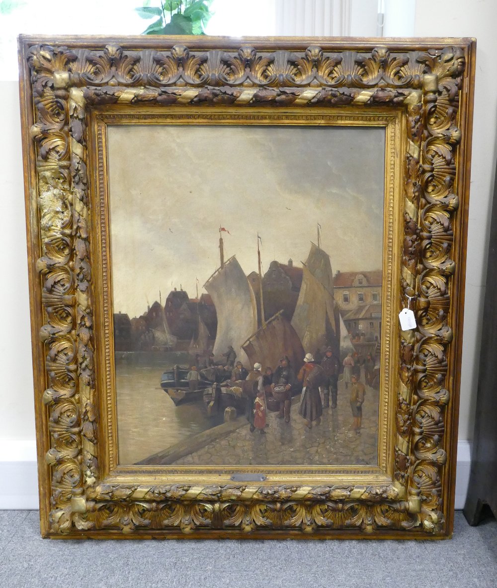 Oil painting on canvas R Monti: Late 19th Dutch oil on canvas by R Monti,