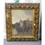 Oil painting on canvas R Monti: Late 19th Dutch oil on canvas by R Monti,
