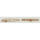 9ct Rose gold double Albert chain: Chain weighs 32.8 grams.