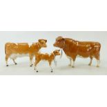 Beswick Guernsey Family: Bull 1451, Cow 1248B and Calf 1249A.