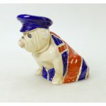 Royal Doulton seated bulldog with sailors cap: A medium size figure draped in union jack.