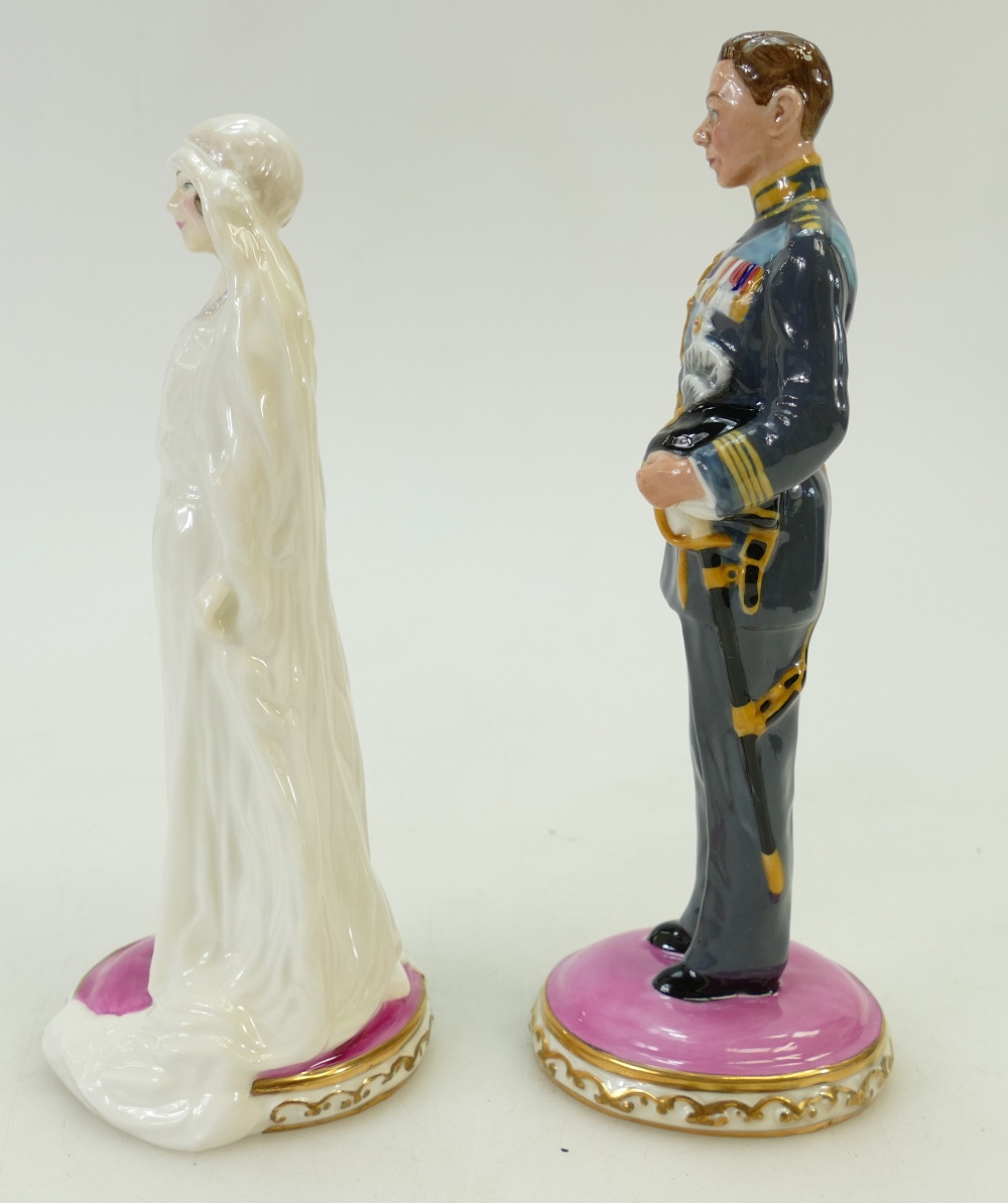 Royal Doulton Figures: Elizabeth Bowes HN4421 and Future King George HN4420 in Presentation Box by - Image 4 of 6