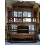 Inlaid display cabinet / sideboard: A substantial designer style mahogany architectural finely