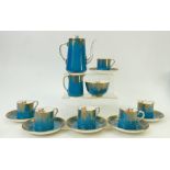 Hammersley gilt and floral decorated Coffee set: Coffee set with central hand decorated panels.