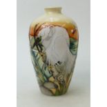 Moorcroft vase decorated with birds: 'Life on the Estuaries' by Kerry Goodwin,