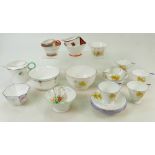 A collection of Shelley China tea ware: Tea ware comprising various cups and saucers,