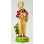 Royal Doulton prototype figure of a girl holding a terrier dog: Prototype by Royal Doulton of a